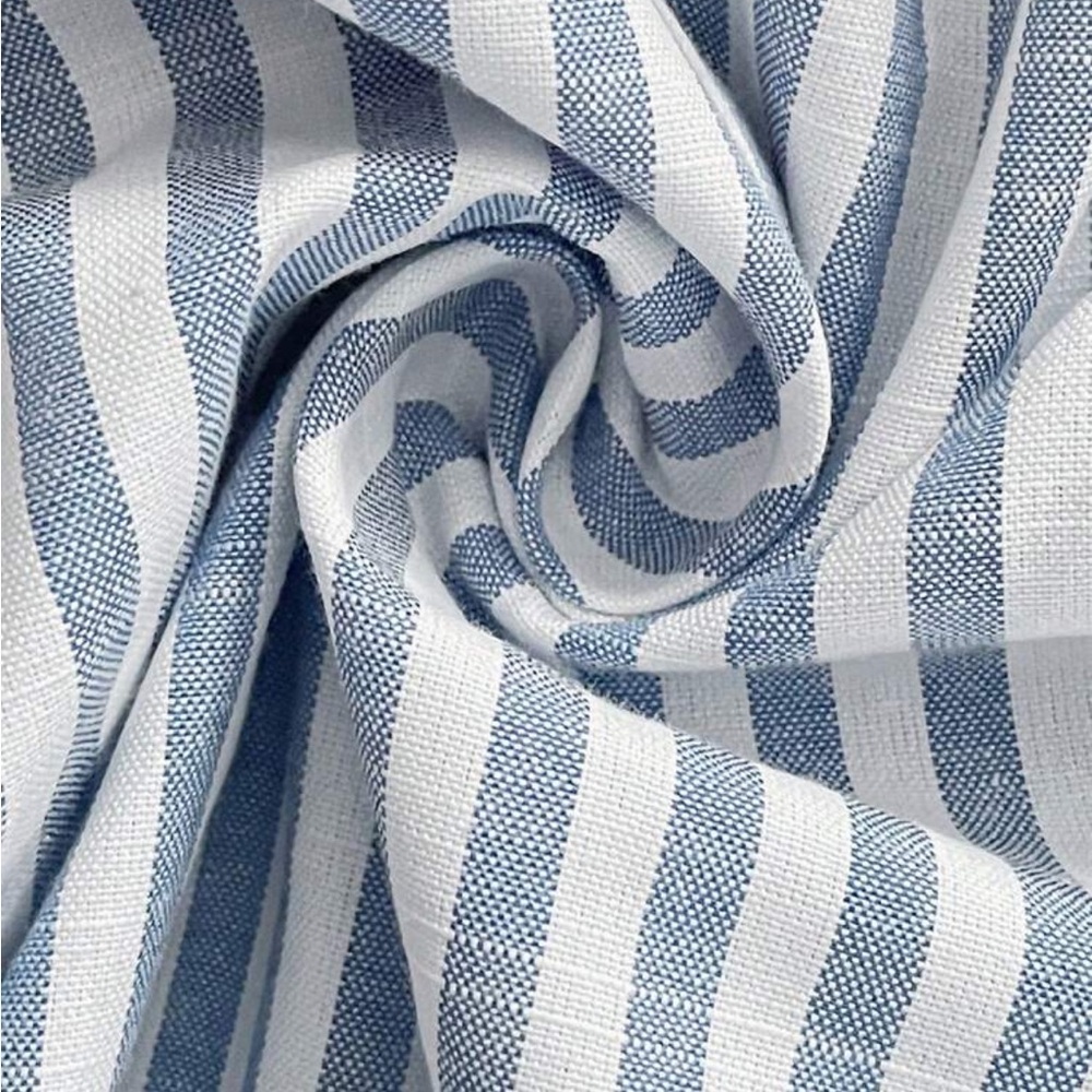 Striped Blue & White Wide-Leg Slit Pants - Picture 6 of 9